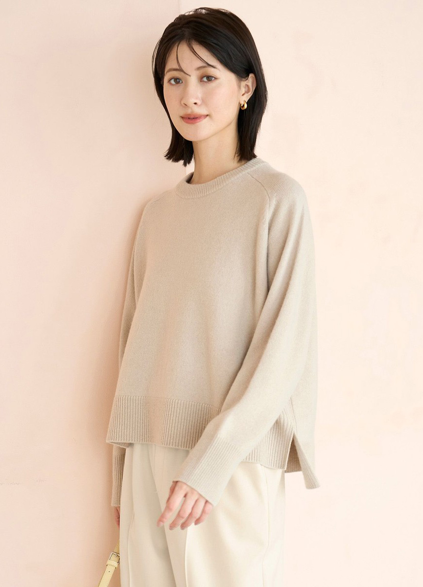 喀什米爾混紡圓領針織衫